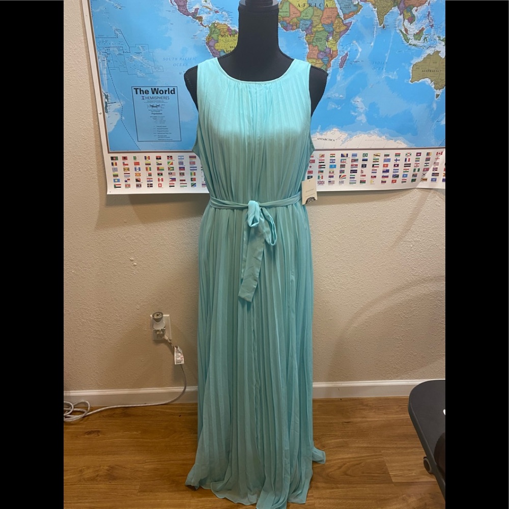 Pleat Maxi Cool Blue Dress
